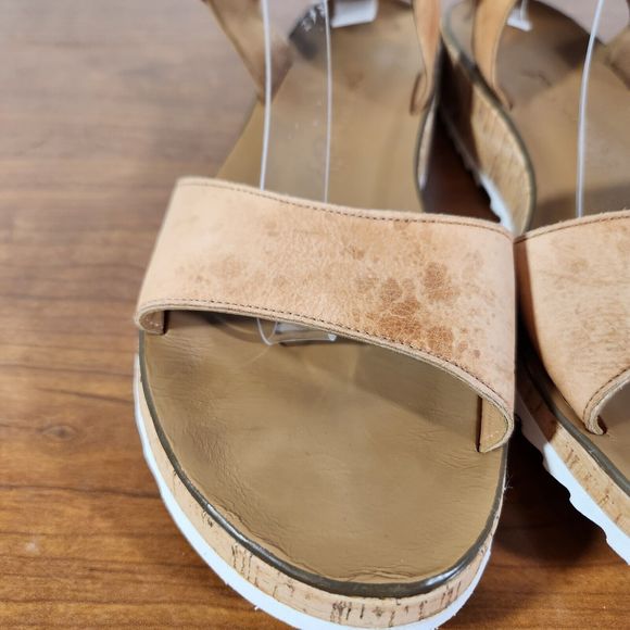 Paul Green Shoes Womens Size 7.5 UK  10 US Open Toe Leather Tan Sandal *FLAWS* - Picture 15 of 16